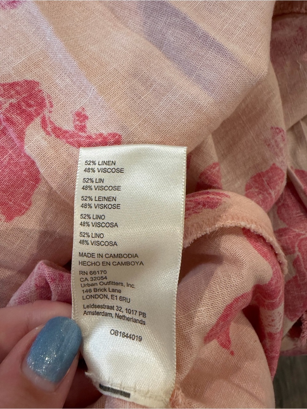 We The Free Floral Linen Blend Oversized Babydoll Top Peach Pink XS Boho EUC - Picture 4 of 4